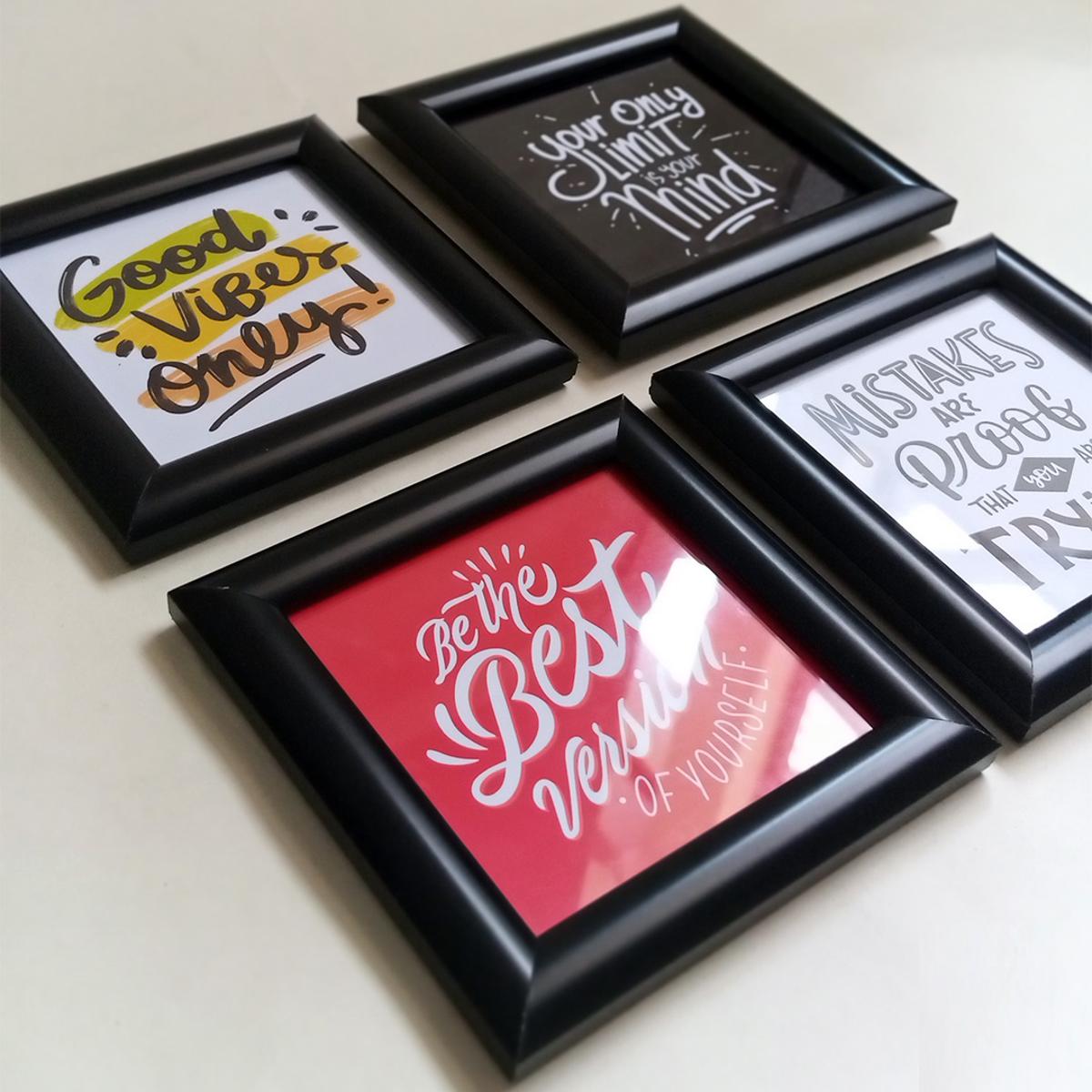 Motivational Inspirational Quotes Frames with Free Print 5x5 inch Home Decoration